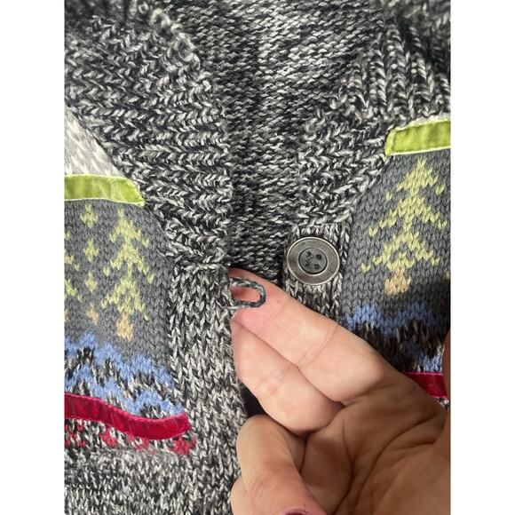 Woolrich Cardigan Sweater Womens Sz L Charcoal Heathered Ski Winter Snow Holiday - Picture 6 of 11